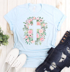 Floral Cross Graphic Tee