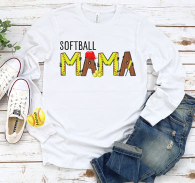 Softball Mama Custom Sleeve Graphic Tee