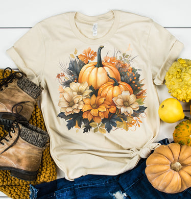 Fall Floral Pumpkins Graphic Tee