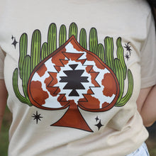 Load image into Gallery viewer, FestiviTees Women - Apparel - Shirts - T-Shirts Aztec Cowprint Spade Cactus Soft Graphic Tee