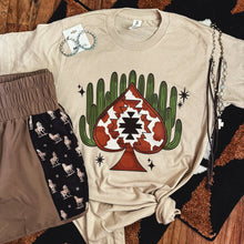 Load image into Gallery viewer, FestiviTees Women - Apparel - Shirts - T-Shirts Aztec Cowprint Spade Cactus Soft Graphic Tee