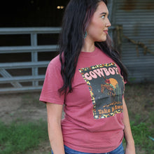 Load image into Gallery viewer, FestiviTees Women - Apparel - Shirts - T-Shirts Cowboy Take Me Away Leopard Border Soft Graphic Tee