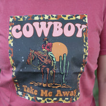 Load image into Gallery viewer, FestiviTees Women - Apparel - Shirts - T-Shirts Cowboy Take Me Away Leopard Border Soft Graphic Tee