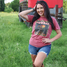 Load image into Gallery viewer, FestiviTees Women - Apparel - Shirts - T-Shirts Cowboy Take Me Away Leopard Border Soft Graphic Tee