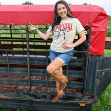Load image into Gallery viewer, FestiviTees Women - Apparel - Shirts - T-Shirts Cowgirl Barbed Wire Bow Western Tee Soft Graphic Tee