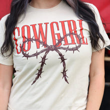 Load image into Gallery viewer, FestiviTees Women - Apparel - Shirts - T-Shirts Cowgirl Barbed Wire Bow Western Tee Soft Graphic Tee