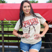 Load image into Gallery viewer, FestiviTees Women - Apparel - Shirts - T-Shirts Cowgirl Barbed Wire Bow Western Tee Soft Graphic Tee