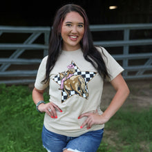 Load image into Gallery viewer, FestiviTees Women - Apparel - Shirts - T-Shirts Cowgirl Checkerboard Star Soft Graphic Tee