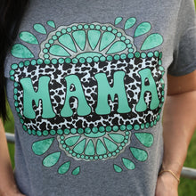 Load image into Gallery viewer, FestiviTees Women - Apparel - Shirts - T-Shirts Cowprint Turquoise Mama Soft Graphic Tee
