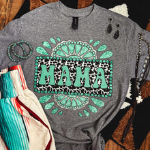 Load image into Gallery viewer, FestiviTees Women - Apparel - Shirts - T-Shirts Cowprint Turquoise Mama Soft Graphic Tee