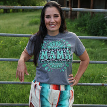Load image into Gallery viewer, FestiviTees Women - Apparel - Shirts - T-Shirts Cowprint Turquoise Mama Soft Graphic Tee