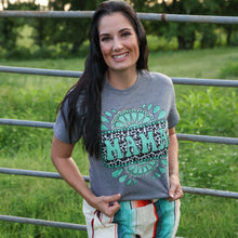 Load image into Gallery viewer, FestiviTees Women - Apparel - Shirts - T-Shirts Cowprint Turquoise Mama Soft Graphic Tee