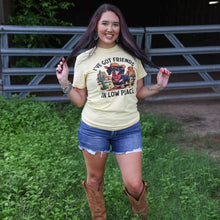 Load image into Gallery viewer, FestiviTees Women - Apparel - Shirts - T-Shirts Friends in Low Places Cowboy Dog Soft Graphic Tee