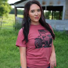 Load image into Gallery viewer, FestiviTees Women - Apparel - Shirts - T-Shirts Highland Cow Flag Tractor Soft Graphic Tee