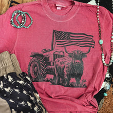 Load image into Gallery viewer, FestiviTees Women - Apparel - Shirts - T-Shirts Highland Cow Flag Tractor Soft Graphic Tee