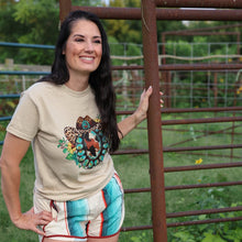 Load image into Gallery viewer, FestiviTees Women - Apparel - Shirts - T-Shirts Leopard Hat Turquoise Squash Blossom Soft Graphic Tee