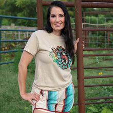 Load image into Gallery viewer, FestiviTees Women - Apparel - Shirts - T-Shirts Leopard Hat Turquoise Squash Blossom Soft Graphic Tee