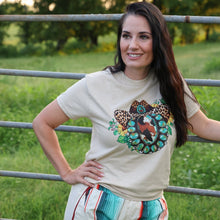 Load image into Gallery viewer, FestiviTees Women - Apparel - Shirts - T-Shirts Leopard Hat Turquoise Squash Blossom Soft Graphic Tee