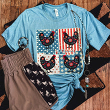 Load image into Gallery viewer, FestiviTees Women - Apparel - Shirts - T-Shirts Patriotic Chicken Patchwork Soft Graphic Tee