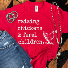 Load image into Gallery viewer, FestiviTees Women - Apparel - Shirts - T-Shirts Raising Chickens &amp; Feral Children Soft Graphic Tee