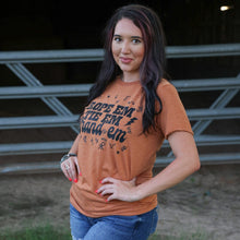 Load image into Gallery viewer, FestiviTees Women - Apparel - Shirts - T-Shirts Rope &#39;Em Tie &#39;Em Brand &#39;Em Soft Graphic Tee