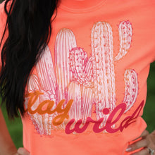 Load image into Gallery viewer, FestiviTees Women - Apparel - Shirts - T-Shirts Stay Wild Cactus Neon Soft Graphic Tee