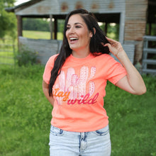 Load image into Gallery viewer, FestiviTees Women - Apparel - Shirts - T-Shirts Stay Wild Cactus Neon Soft Graphic Tee