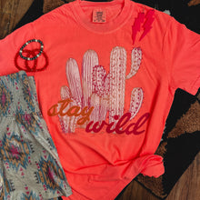 Load image into Gallery viewer, FestiviTees Women - Apparel - Shirts - T-Shirts Stay Wild Cactus Neon Soft Graphic Tee