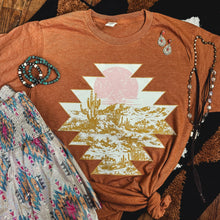 Load image into Gallery viewer, FestiviTees Women - Apparel - Shirts - T-Shirts Sunset Aztec Desert Scene Soft Graphic Tee