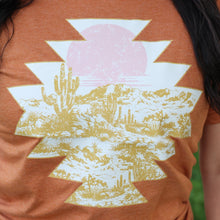 Load image into Gallery viewer, FestiviTees Women - Apparel - Shirts - T-Shirts Sunset Aztec Desert Scene Soft Graphic Tee