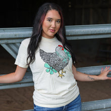 Load image into Gallery viewer, FestiviTees Women - Apparel - Shirts - T-Shirts Turquoise Chicken with Flowers Soft Graphic Tee