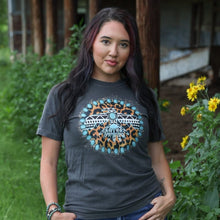 Load image into Gallery viewer, FestiviTees Women - Apparel - Shirts - T-Shirts Turquoise Thunderbird Aztec Leopard Soft Graphic Tee