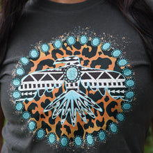 Load image into Gallery viewer, FestiviTees Women - Apparel - Shirts - T-Shirts Turquoise Thunderbird Aztec Leopard Soft Graphic Tee