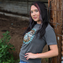 Load image into Gallery viewer, FestiviTees Women - Apparel - Shirts - T-Shirts Turquoise Thunderbird Aztec Leopard Soft Graphic Tee