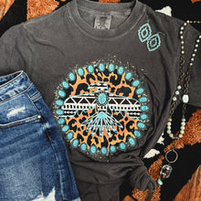 Load image into Gallery viewer, FestiviTees Women - Apparel - Shirts - T-Shirts Turquoise Thunderbird Aztec Leopard Soft Graphic Tee