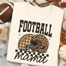 Load image into Gallery viewer, Brown Checkered Football Mama Graphic Tee