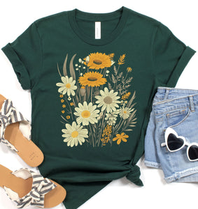 Spring Floral Daises Graphic Tee