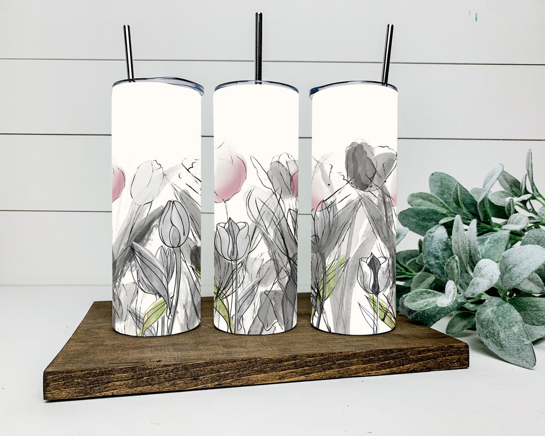 Sketched Tulips Tumbler