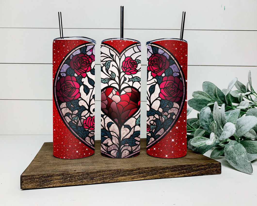 Stained Glass Heart Tumbler
