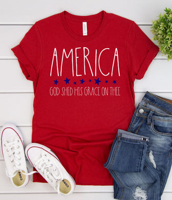 America God Shed His Grace Graphic Tee