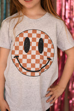 Load image into Gallery viewer, Brown Checkered Happy Face Tee