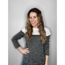 Load image into Gallery viewer, Lace &amp; Gray Long Sleeve