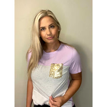 Load image into Gallery viewer, Purple T-shirt With Sequin Pocket