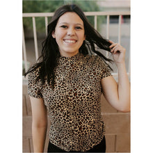 Load image into Gallery viewer, Leopard Mock Neck Short Sleeve