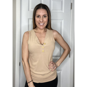 Tan Tank Top With Buttons