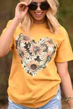 Load image into Gallery viewer, Sunflower Cowprint Heart Tee