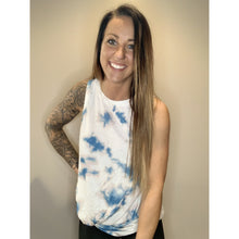 Load image into Gallery viewer, White &amp; Blue Tie Dye Tank