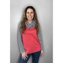 Load image into Gallery viewer, Cowl Neck Long Sleeve Pink with Stripes