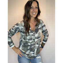 Load image into Gallery viewer, Camo V Neck Long Sleeve