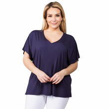 Load image into Gallery viewer, Short Sleeve Top Plus Size - Navy